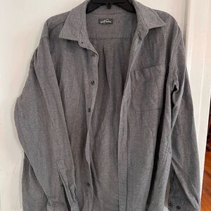 100% Cotton Eddie Bauer Men's Charcoal Button-Up Shirt - So Soft